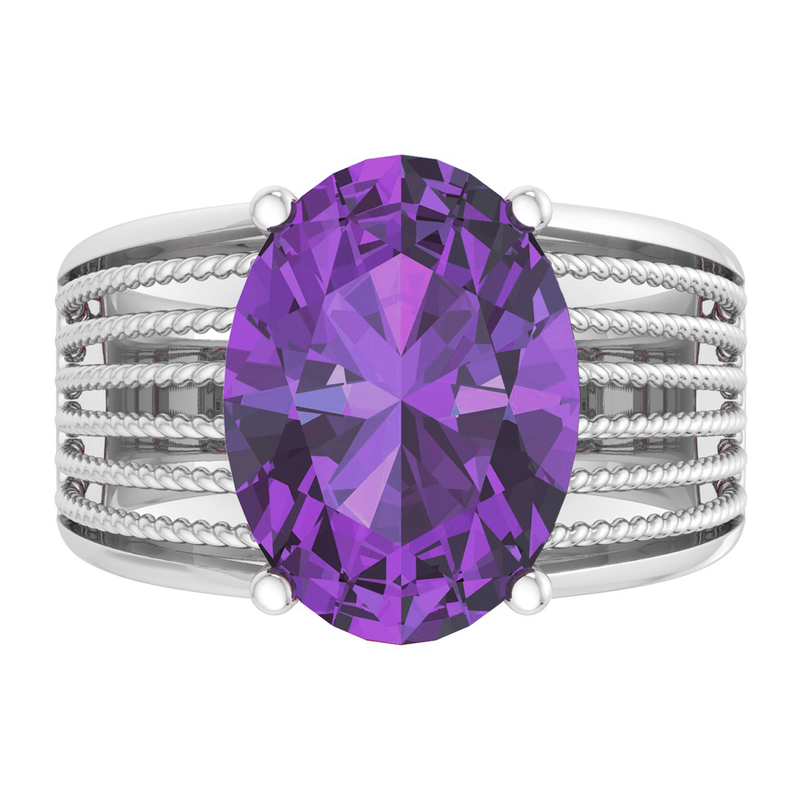 Martha Stewart 6 3/4ctw. Oval Amethyst & Lab Grown Diamond Hidden Halo Ring In Sterling Silver image number null